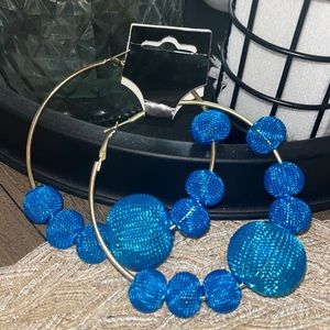 New large Hoop turquoise earrings